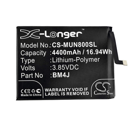 3.85V, Li-Polymer, 4400mAh, SmartPhone battery fits Xiaomi, Redmi, Bm4j, M1908c3je, M1908c3jg, 16.94Wh Mobile, SmartPhone Cameron Sino Technology Limited (Smartphone)
