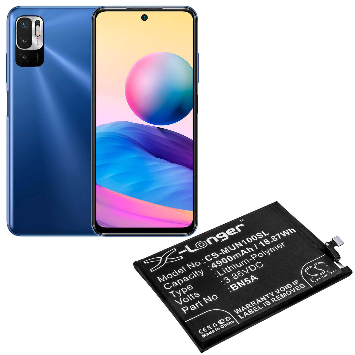 3.85V, Li-Polymer, 4900mAh, SmartPhone battery fits Poco, Redmi, Bn5a, M2103k19g, M2103k19pg, 18.87Wh Mobile, SmartPhone Cameron Sino Technology Limited (Smartphone)