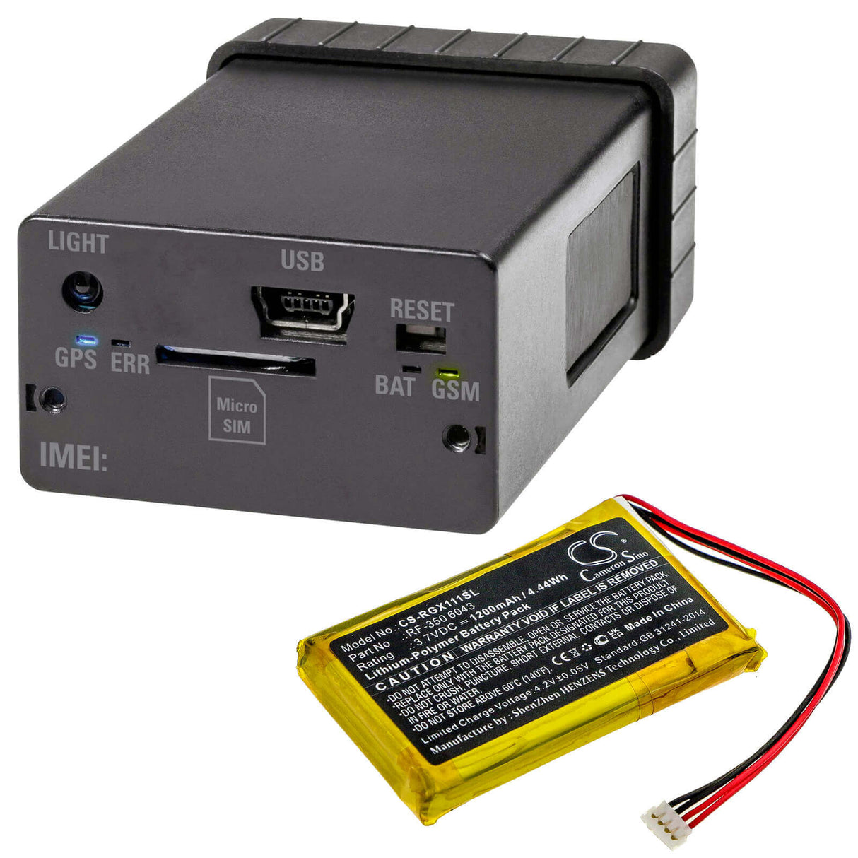 3.7V, Li-Polymer, 1200mAh, GPS battery fits Renkforce, Rf-350 6043, Gx-111, 4.44Wh GPS, Navigator Cameron Sino Technology Limited