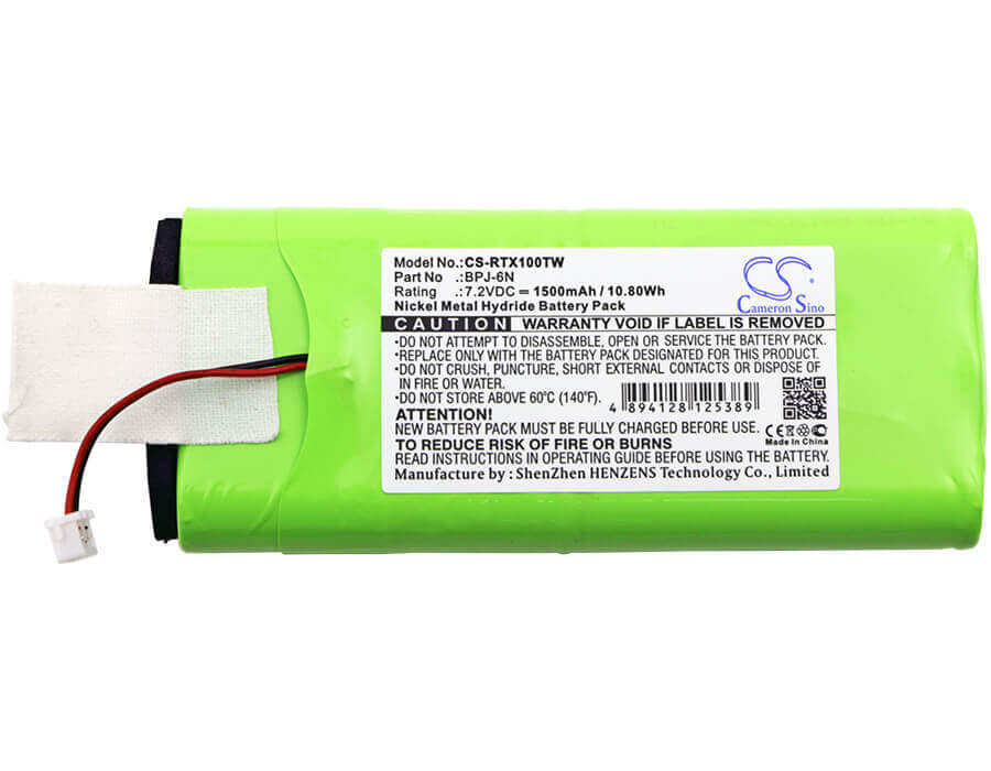7.2V, Ni-MH, 1500mAh, Two-Way Radio battery fits Ritron, Bpj-6n, Jmx-100, Jmx-150, 10.8Wh Two-Way Radio Cameron Sino Technology Limited