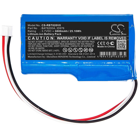 3.7V, Li-ion, 6800mAh, Lawn Mowers battery fits Robomow, Bat8200a, Robozone Switch 2019, 25.16Wh Lawn Mowers Cameron Sino Technology Limited