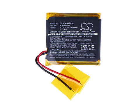 3.7V, Li-Polymer, 300mAh, Headset battery fits Rocketfish, Icp5/25/25, Rf-mab2, Rf-mab2-t, 1.11Wh Wireless Headset Cameron Sino Technology Limited