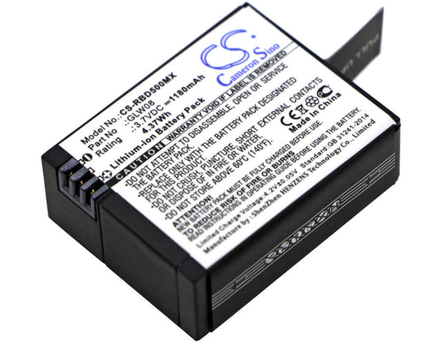 3.7V, Li-ion, 1180mAh, Camera battery fits Rollei, Glw08, Actioncam 500, Actioncam 500 Sunrise, 4.366Wh Camera Cameron Sino Technology Limited (Camera)