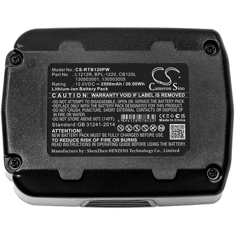 Power Tools Battery For Ryobi Bid-1201, Cah120lk, Cd100 12v, 2500mah - 30.00wh Power Tools Cameron Sino Technology Limited (Power Tools)