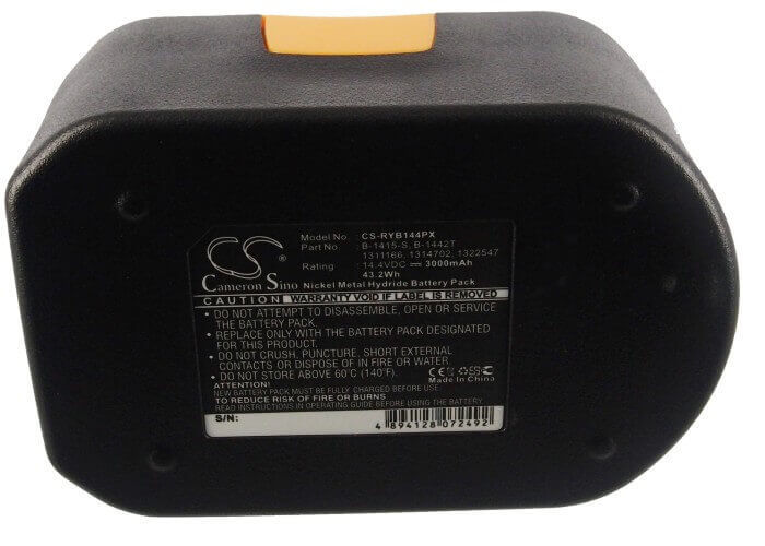 14.4V, Ni-MH, 3000mAh, Power Tools battery fits Ryobi, 130111073, Cbi1442d, Cdl1441p, 43.2Wh Power Tools Cameron Sino Technology Limited (Power Tools)