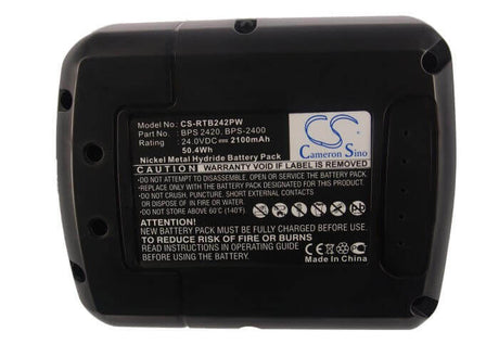 24.0V, Ni-MH, 2100mAh, Power Tools battery fits Ryobi, Bps 2420, Crh-2400re, Crh-240rh, 50.4Wh Power Tools Cameron Sino Technology Limited (Suspended)