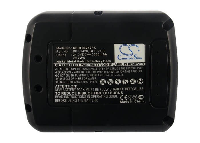 24.0V, Ni-MH, 3300mAh, Power Tools battery fits Ryobi, Bps 2420, Crh-2400re, Crh-240rh, 79.2Wh Power Tools Cameron Sino Technology Limited (Suspended)