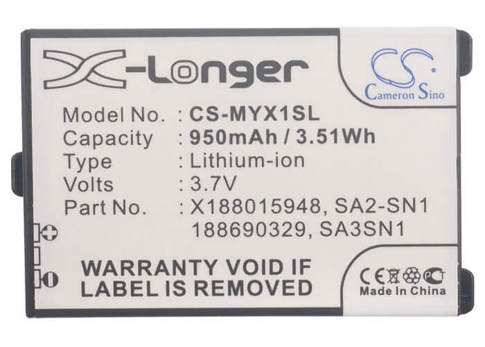 3.7V, Li-ion, 950mAh, SmartPhone battery fits Sagem, 188015948, My-x1, Myx2-2, 3.52Wh Mobile, SmartPhone Cameron Sino Technology Limited (Suspended)