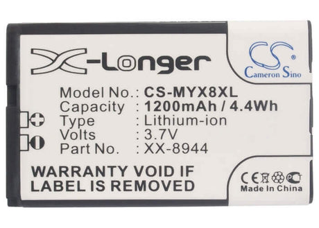3.7V, Li-ion, 1200mAh, SmartPhone battery fits Sagem, Xx-8944, Myx8, Myx-8, 4.44Wh Mobile, SmartPhone Cameron Sino Technology Limited (Suspended)