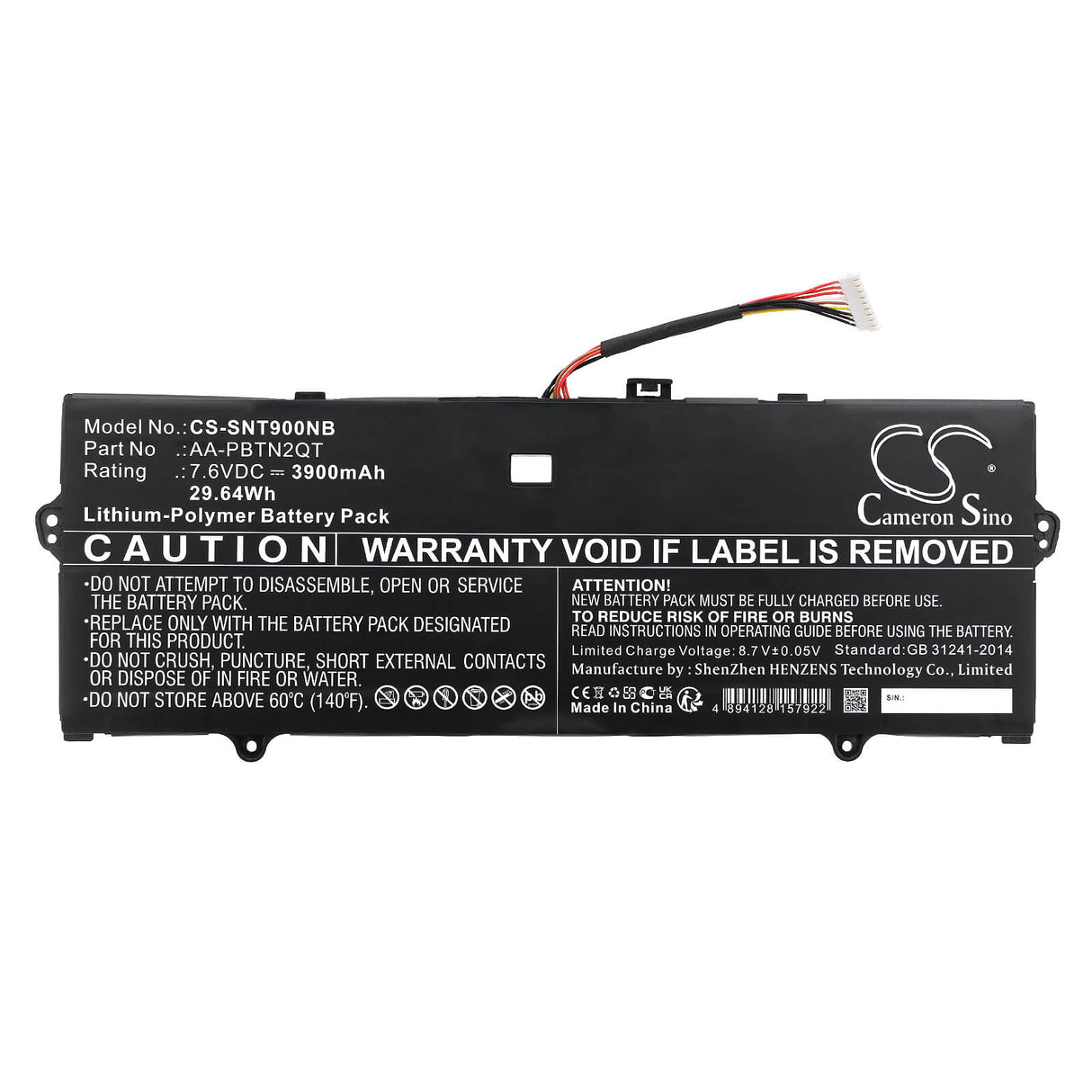 Battery For Samsung, 900x3n-k03, 900x3n-k04, 900x3n-k06 7.6v, 3900mah - 29.64wh Notebook, Laptop Cameron Sino Technology Limited   