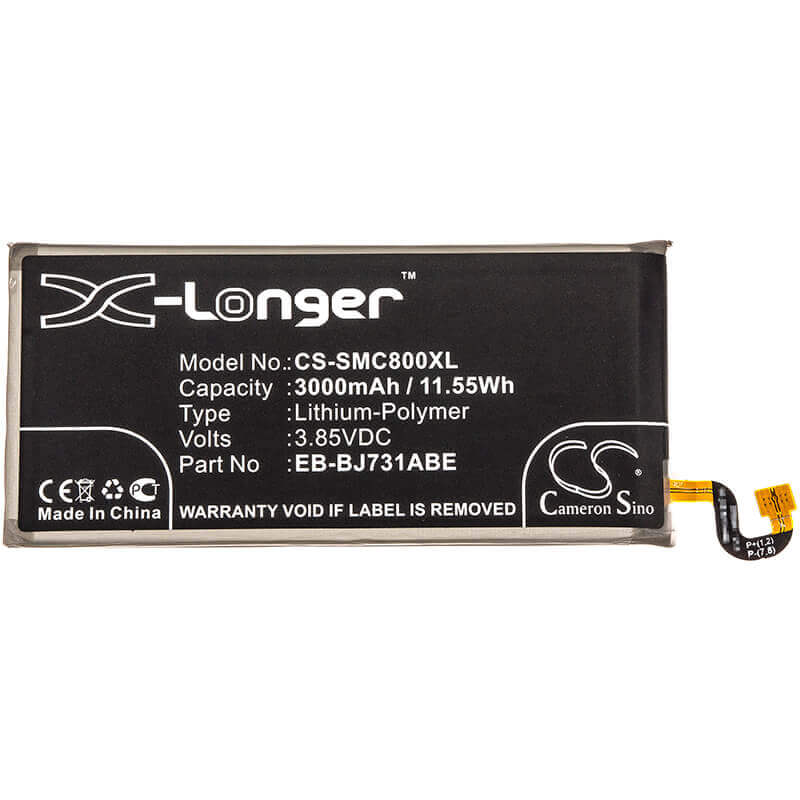 3.85V, Li-Polymer, 3000mAh, SmartPhone battery fits Samsung, Eb-bj731abe, C8 Duos Td-lte, Galaxy C8 Duos, 11.55Wh Mobile, SmartPhone Cameron Sino Technology Limited (Smartphone)