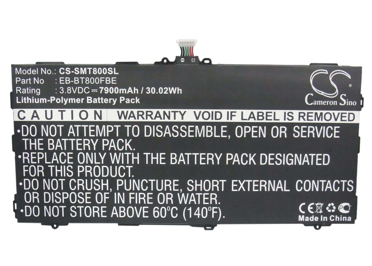 3.8V, Li-Polymer, 7900mAh, Tablet battery fits Samsung, Eb-bt800fbe, Chagall, Galaxy Tab S 10.5, 30.02Wh Tablet Cameron Sino Technology Limited