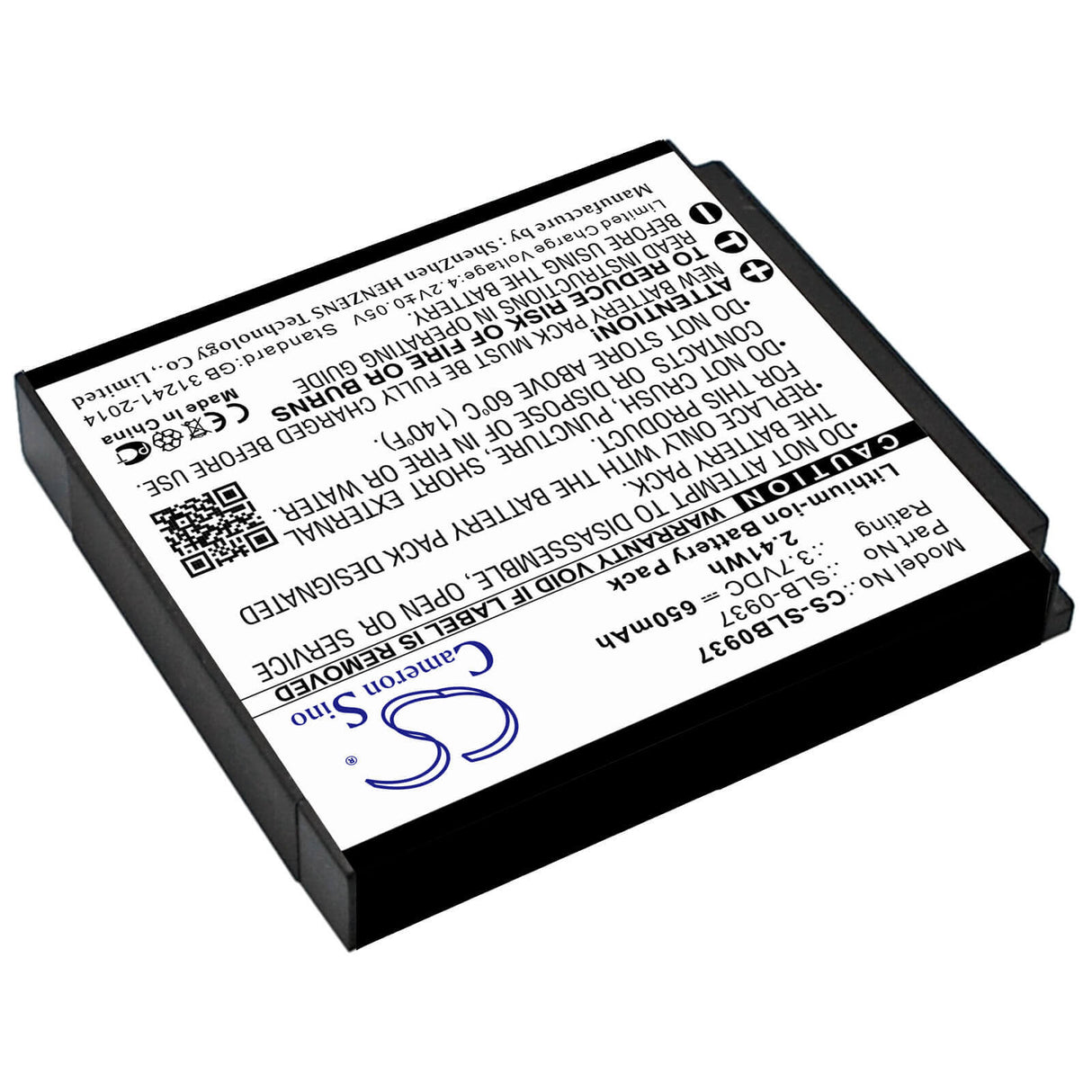 3.7V, Li-ion, 650mAh, Camera battery fits Samsung, Slb-0937, Cl5, I8, 2.405Wh Camera Cameron Sino Technology Limited (Camera)