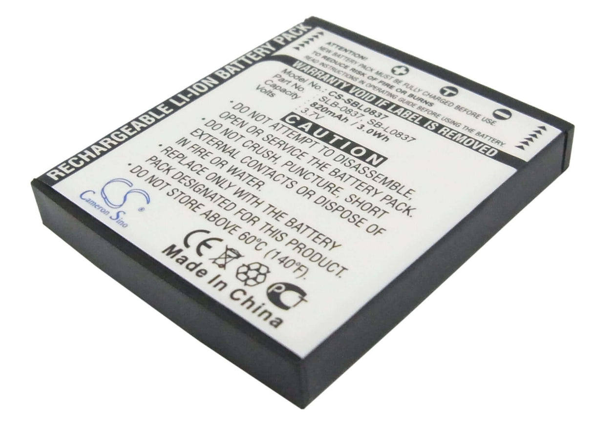 3.7V, Li-ion, 820mAh, Camera battery fits Samsung, Sb-l0837, Digimax I5, Digimax I50, 3.034Wh Camera Cameron Sino Technology Limited (Camera)