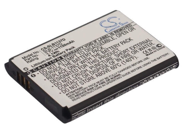 3.7V, Li-ion, 1100mAh, Camera battery fits Samsung, Slb-1137d, Digimax L74w, I100, 4.07Wh Camera Cameron Sino Technology Limited (Camera)