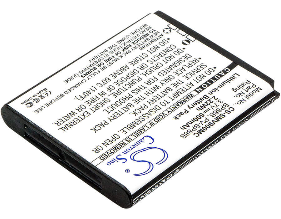 3.7V, Li-ion, 600mAh, Camera battery fits Samsung, Bp88b, Ec-mv900fbpwus, Mv900, 2.22Wh Camera Cameron Sino Technology Limited (Camera)