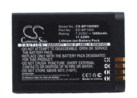 7.2V, Li-ion, 1600mAh, Camera battery fits Samsung, Ed-bp1900, Ev-nx1zzzbmbus, Ev-nx1zzzbqbus, 11.52Wh Camera Cameron Sino Technology Limited (Camera)