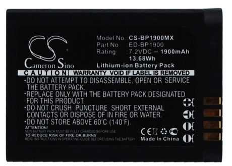 7.2V, Li-ion, 1900mAh, Camera battery fits Samsung, Ed-bp1900, Ev-nx1zzzbmbus, Ev-nx1zzzbqbus, 13.68Wh Camera Cameron Sino Technology Limited (Camera)