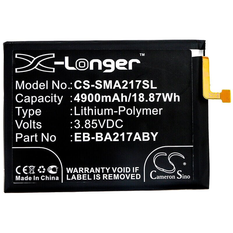 3.85V, Li-Polymer, 4900mAh, SmartPhone battery fits Samsung, Eb-ba217aby, Galaxy A21s 2020, Sm-a125f, 18.87Wh Mobile, SmartPhone Cameron Sino Technology Limited (Smartphone)