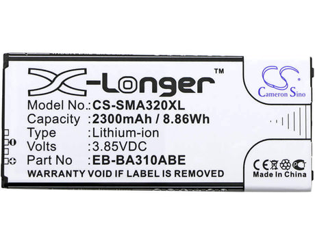 3.85V, Li-ion, 2300mAh, SmartPhone battery fits Samsung, Eb-ba310abe, Galaxy A3 2016, Galaxy A3 2016 Duos Lte, 8.86Wh Mobile, SmartPhone Cameron Sino Technology Limited (Smartphone)