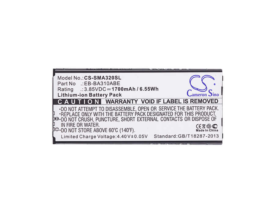 3.85V, Li-ion, 1700mAh, SmartPhone battery fits Samsung, Eb-ba310abe, Galaxy A3 2016, Galaxy A3 2016 Duos Lte, 6.55Wh Mobile, SmartPhone Cameron Sino Technology Limited (Smartphone)