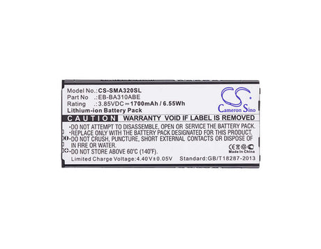 3.85V, Li-ion, 1700mAh, SmartPhone battery fits Samsung, Eb-ba310abe, Galaxy A3 2016, Galaxy A3 2016 Duos Lte, 6.55Wh Mobile, SmartPhone Cameron Sino Technology Limited (Smartphone)