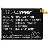 3.85V, Li-Polymer, 4900mAh, SmartPhone battery fits Samsung, Eb-ba315aby, Galaxy A31, Sm-a310f, 18.87Wh Mobile, SmartPhone Cameron Sino Technology Limited (Smartphone)
