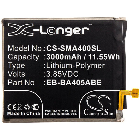 3.85V, Li-Polymer, 3000mAh, SmartPhone battery fits Samsung, Eb-ba405abe, Galaxy A40, Galaxy A40 2019, 11.55Wh Mobile, SmartPhone Cameron Sino Technology Limited (Smartphone)