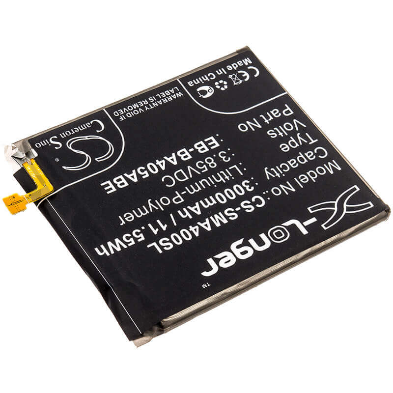 3.85V, Li-Polymer, 3000mAh, SmartPhone battery fits Samsung, Eb-ba405abe, Galaxy A40, Galaxy A40 2019, 11.55Wh Mobile, SmartPhone Cameron Sino Technology Limited (Smartphone)