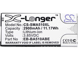 3.85V, Li-ion, 2900mAh, SmartPhone battery fits Samsung, Eb-ba510abe, Galaxy A5 2016 Duos, Sm-a5100, 11.17Wh Mobile, SmartPhone Cameron Sino Technology Limited (Smartphone)