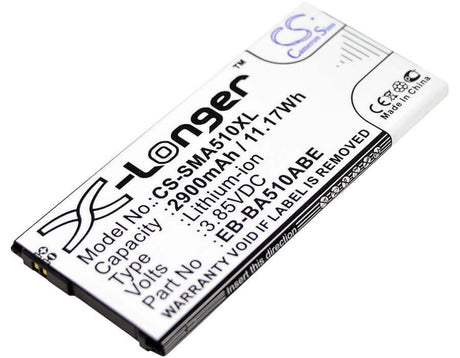 3.85V, Li-ion, 2900mAh, SmartPhone battery fits Samsung, Eb-ba510abe, Galaxy A5 2016 Duos, Sm-a5100, 11.17Wh Mobile, SmartPhone Cameron Sino Technology Limited (Smartphone)