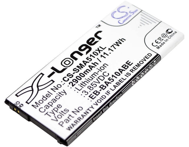 3.85V, Li-ion, 2900mAh, SmartPhone battery fits Samsung, Eb-ba510abe, Galaxy A5 2016 Duos, Sm-a5100, 11.17Wh Mobile, SmartPhone Cameron Sino Technology Limited (Smartphone)