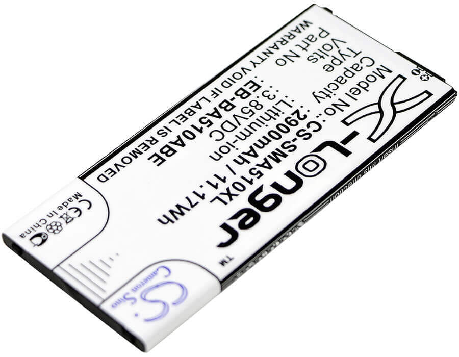 3.85V, Li-ion, 2900mAh, SmartPhone battery fits Samsung, Eb-ba510abe, Galaxy A5 2016 Duos, Sm-a5100, 11.17Wh Mobile, SmartPhone Cameron Sino Technology Limited (Smartphone)