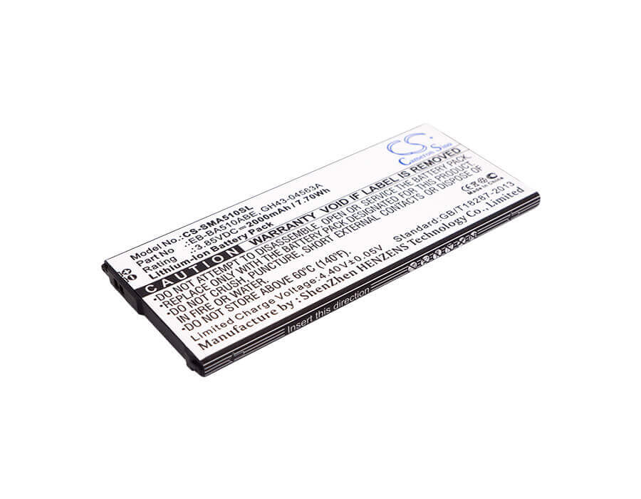 3.85V, Li-ion, 2000mAh, SmartPhone battery fits Samsung, Eb-ba510abe, Galaxy A5 2016 Duos, Sm-a5100, 7.7Wh Mobile, SmartPhone Cameron Sino Technology Limited (Smartphone)