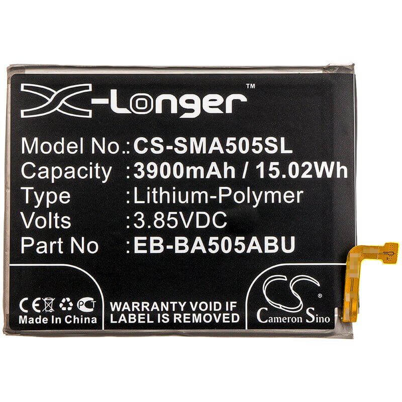 3.85V, Li-Polymer, 3900mAh, SmartPhone battery fits Samsung, Eb-ba505abn, Galaxy A20, Galaxy A20 2019, 15.02Wh Mobile, SmartPhone Cameron Sino Technology Limited (Smartphone)