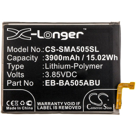 3.85V, Li-Polymer, 3900mAh, SmartPhone battery fits Samsung, Eb-ba505abn, Galaxy A20, Galaxy A20 2019, 15.02Wh Mobile, SmartPhone Cameron Sino Technology Limited (Smartphone)