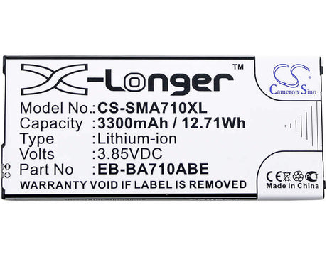3.85V, Li-ion, 3300mAh, SmartPhone battery fits Samsung, Eb-ba710abe, Galaxy A7 2016 Duos, Galaxy A7 2016 Duos Td-lte, 12.71Wh Mobile, SmartPhone Cameron Sino Technology Limited (Smartphone)