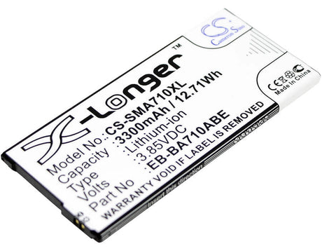 3.85V, Li-ion, 3300mAh, SmartPhone battery fits Samsung, Eb-ba710abe, Galaxy A7 2016 Duos, Galaxy A7 2016 Duos Td-lte, 12.71Wh Mobile, SmartPhone Cameron Sino Technology Limited (Smartphone)