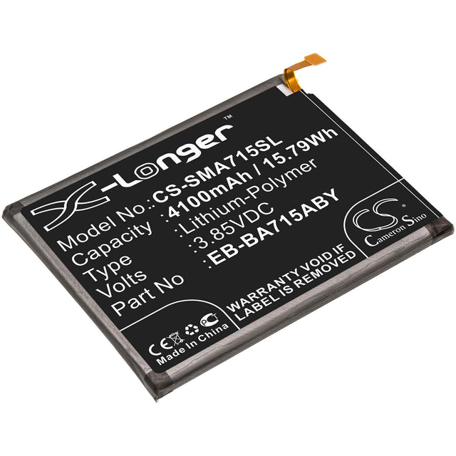 3.85V, Li-Polymer, 4100mAh, SmartPhone battery fits Samsung, Eb-ba715aby, Galaxy A71, Sm-a715f, 15.79Wh Mobile, SmartPhone Cameron Sino Technology Limited (Smartphone)