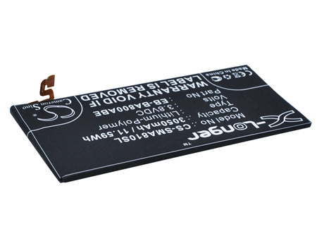 3.8V, Li-Polymer, 3050mAh, SmartPhone battery fits Samsung, Eb-ba800abe, Galaxy A8 2015, Galaxy A8 Duos, 11.59Wh Mobile, SmartPhone Cameron Sino Technology Limited (Smartphone)