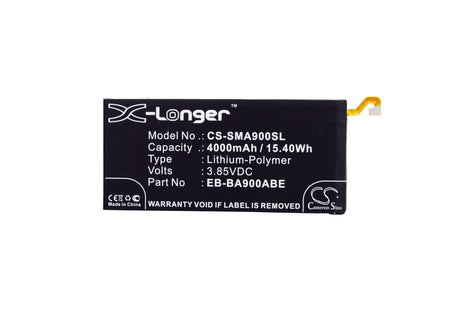 3.85V, Li-Polymer, 4000mAh, SmartPhone battery fits Samsung, Eb-ba900abe, Galaxy A9, Galaxy A9 2016, 15.4Wh Mobile, SmartPhone Cameron Sino Technology Limited (Smartphone)