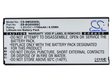 3.85V, Li-ion, 1700mAh, SmartPhone battery fits Samsung, Eb-bg850bbc, Galaxy Alpha, Galaxy Alpha Lte-a, 6.55Wh Mobile, SmartPhone Cameron Sino Technology Limited (Smartphone)