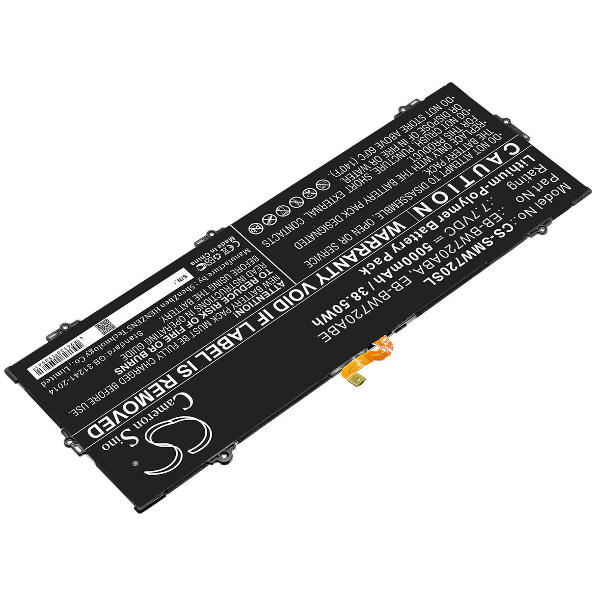 7.7V, Li-Polymer, 5000mAh, Tablet battery fits Samsung, Aa-pbmn2h0, Galaxy Book 12, Galaxy Book 12.0, 38.50Wh Tablet Cameron Sino Technology Limited