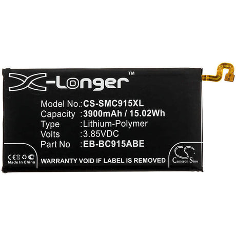 3.85V, Li-Polymer, 3900mAh, SmartPhone battery fits Samsung, Eb-bc915abe, Galaxy C10, Sm-c9150, 15.02Wh Mobile, SmartPhone Cameron Sino Technology Limited (Smartphone)