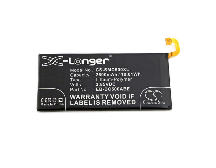 3.85V, Li-Polymer, 2600mAh, SmartPhone battery fits Samsung, Eb-bc500aba, Galaxy C5, Galaxy C5 Duos Td-lte, 10.01Wh Mobile, SmartPhone Cameron Sino Technology Limited (Smartphone)