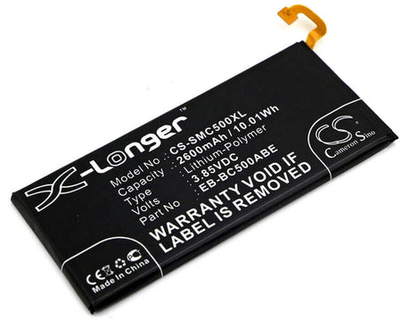 3.85V, Li-Polymer, 2600mAh, SmartPhone battery fits Samsung, Eb-bc500aba, Galaxy C5, Galaxy C5 Duos Td-lte, 10.01Wh Mobile, SmartPhone Cameron Sino Technology Limited (Smartphone)