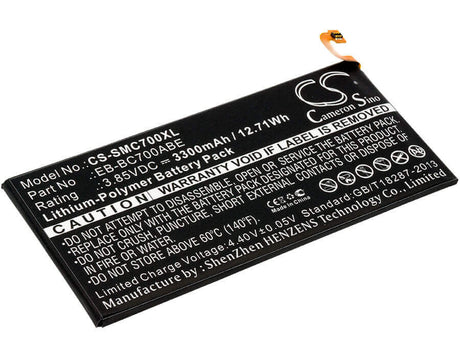3.85V, Li-Polymer, 3300mAh, SmartPhone battery fits Samsung, Eb-bc700aba, Galaxy C7, Galaxy C7 Duos, 12.71Wh Mobile, SmartPhone Cameron Sino Technology Limited (Smartphone)