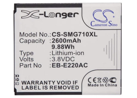 3.8V, Li-ion, 2600mAh, SmartPhone battery fits Samsung, Eb665468lu, Galaxy Grand 2, Galaxy Grand 2 Duos, 9.88Wh Mobile, SmartPhone Cameron Sino Technology Limited (Smartphone)