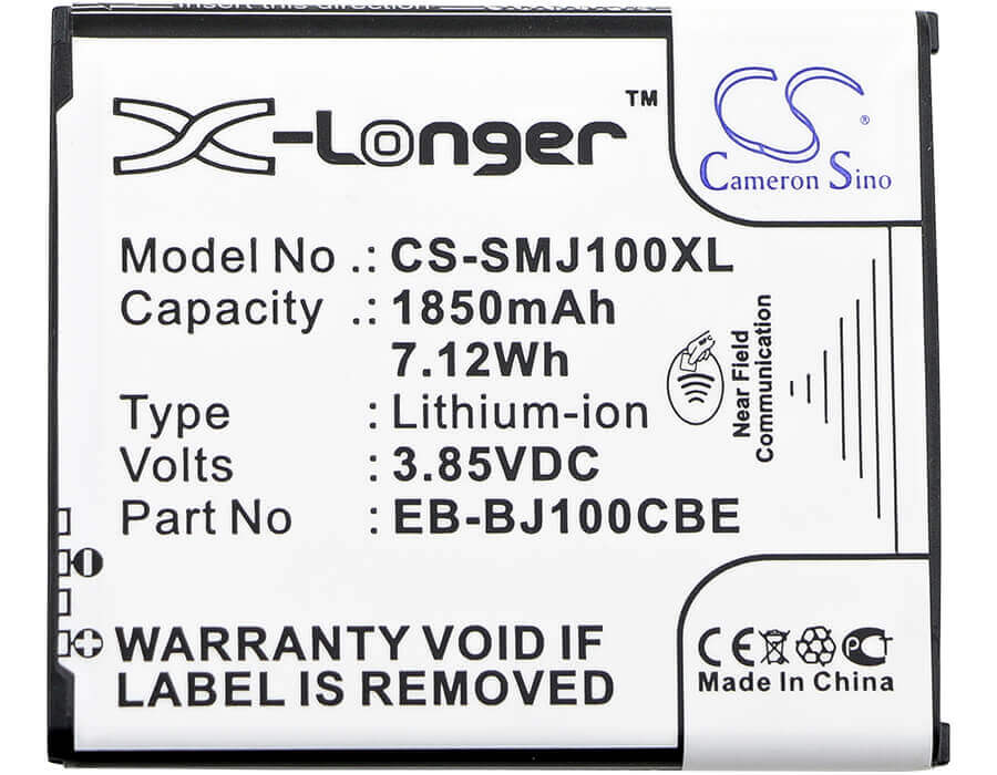 3.85V, Li-ion, 1850mAh, SmartPhone battery fits Samsung, (Black),Eb-bj100bbe, Galaxy J1, Galaxy J1 4g, 7.12Wh Mobile, SmartPhone Cameron Sino Technology Limited (Smartphone)