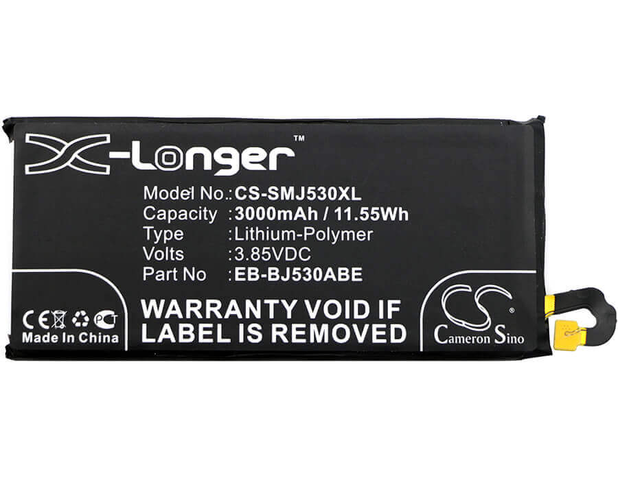 3.85V, Li-Polymer, 3000mAh, SmartPhone battery fits Samsung, Eb-bj530abe, Galaxy J5 2017, Galaxy J5 2017 Duos Td-lte, 11.55Wh Mobile, SmartPhone Cameron Sino Technology Limited (Smartphone)